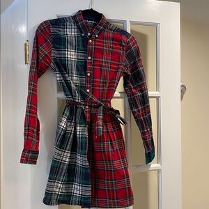 Plaid Button-Up Dress with Belt